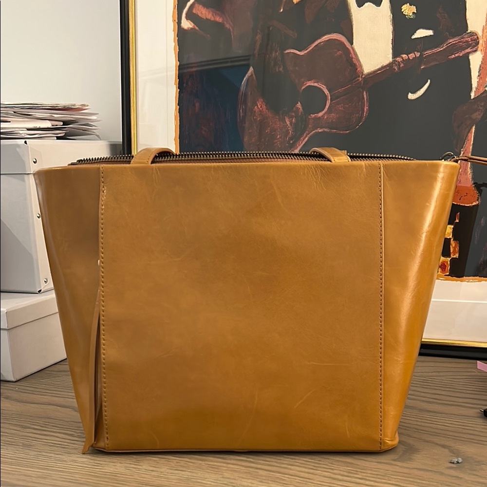 Stylish Tan Leather Tote Bag